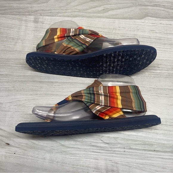 Sanuk Striped Multicolor Fabric Yoga Mat Thong Sling Back Sandal Women’s Size 8 - Picture 4 of 12
